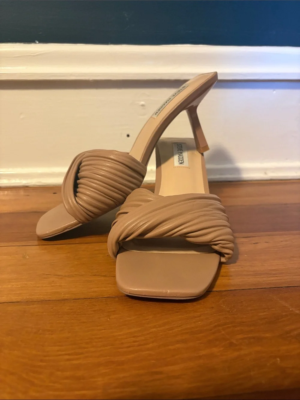 Steve Madden Taupe Braided Strap Kitten Heel Mules Size 9 - Picture 1 of 7